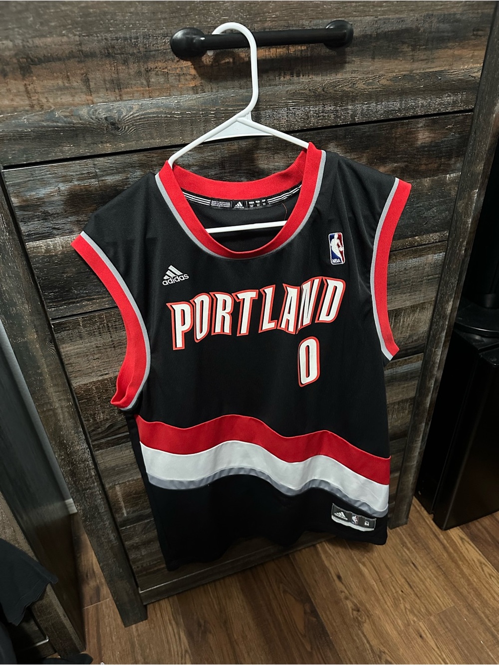 adidas Black Red White Portland Basketball Tank Jersey